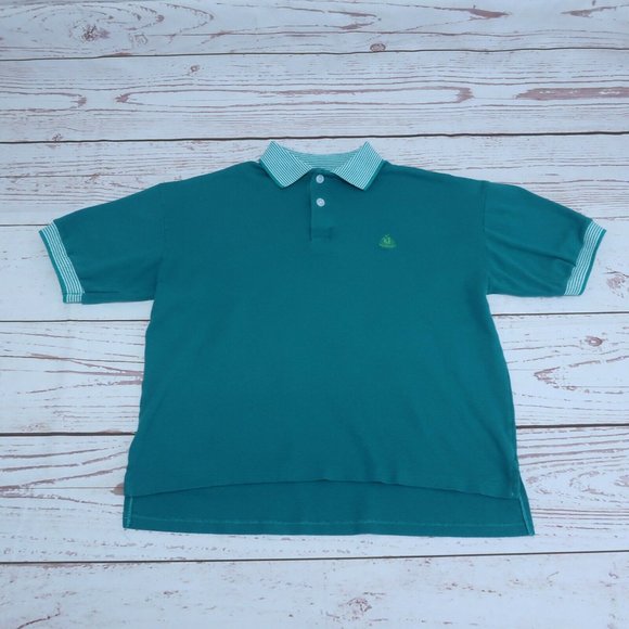 Vintage Izod Medium Green Thick Cotton Golf Polo Shirt - Picture 1 of 7